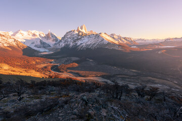 Naklejka premium World-famous mountain peaks, the beautiful Andes in Latin America. Autumn landscape.