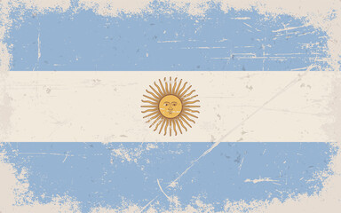 Vintage flag of Argentina. Argentine Republic