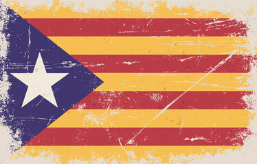 Vintage flag of Catalonia. Barcelona - obrazy, fototapety, plakaty