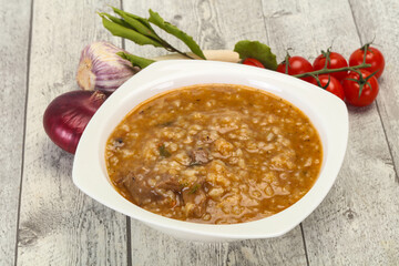Caucasian Kharcho soup with beef meat