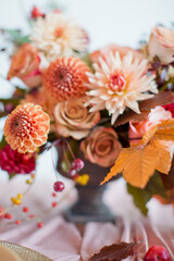 Autumn flowers bouquet in vase