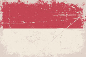 Vintage flag of Republic of Indonesia