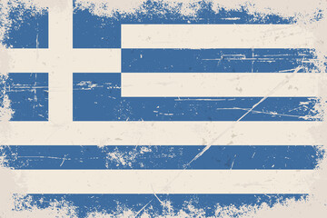 Vintage flag of Greece. Hellenic Republic - obrazy, fototapety, plakaty