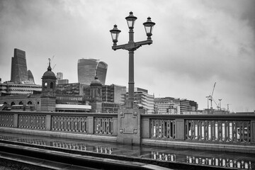 Looking out from Southwark Bridge to the City