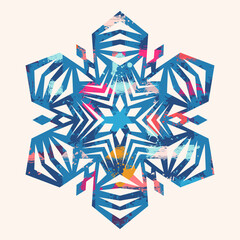 Illustration with a snowflake. Can be used as a card, print or background