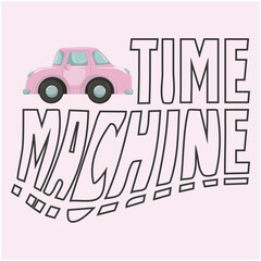 logo machine with font, lettering, vector illustration time machine