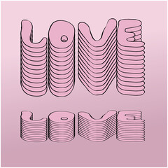 Печатьvector font illustration, love, pink,
