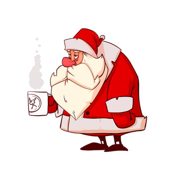 Colorful vector illustration of a sick Santa Claus
