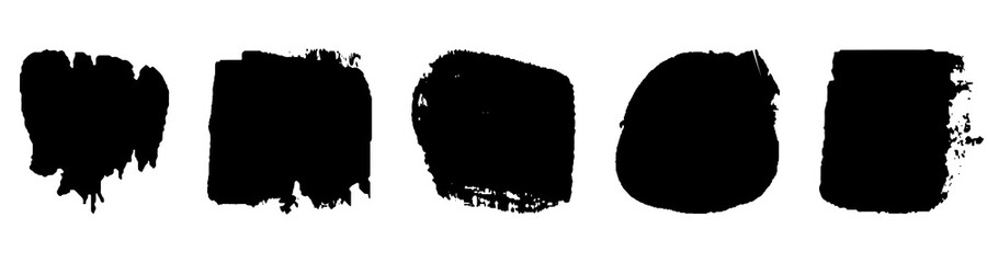 A set of grunge brushes. A collection of ink stains, smudges. Abstract paint strokes isolated on a white background
