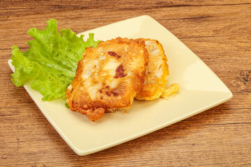 Roasted cod fish in bread