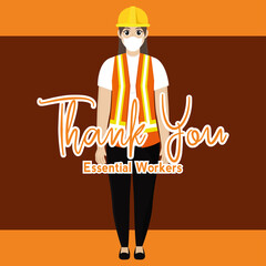 Laborer picture thank you essentials workers orange- Vector