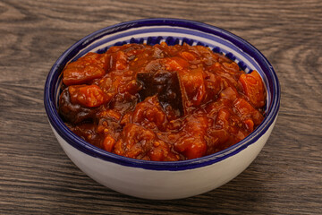 Eggplant saute with tomato and herbs