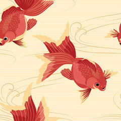 Seamless pattern with golden fish. Koi.  Wallpaper.