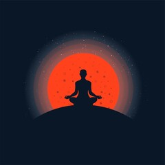 Meditation background with sunset