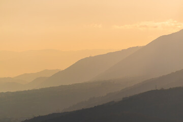 Obraz premium View from Mount Cesen at sunset