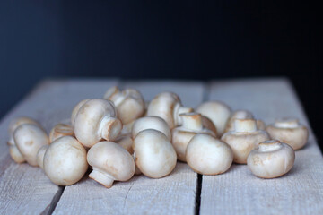 mushrooms on the table. the view from the top. healthy food