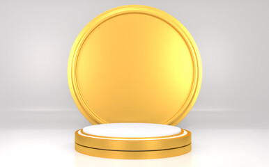 podium show cosmetic product geometric form cylinder podium in white background.3D rendering