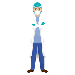 Isolated Man Support hero doctor white icon - Vector