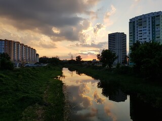 sunset on the river