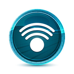 Wifi icon elegant glass blue round button vector design illustration