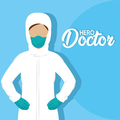 Doctor medical hero covid-19 blue picture- Vector