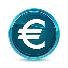 Euro sign icon elegant glass blue round button vector design illustration