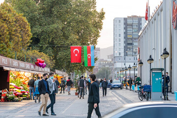 Azerbaijan and Turkey are flags everywhere together in Turkey