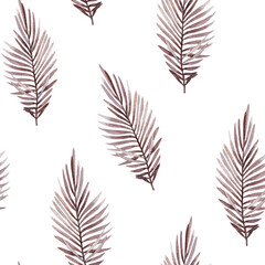 Seamless pattern with watercolor leaves