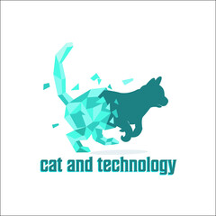 cat and technology logo exclusive design inspiration