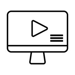 desktop with media player line style icon