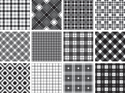 A Collection of plaid seamless patterns.