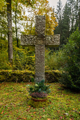 Military cemetery from 1814 in the Danube valley near Beuron in autumn