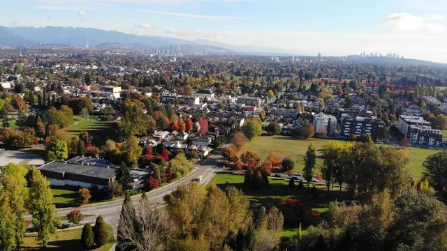 Autumn Fall Aerial Of Burnaby And Vancouver East Side