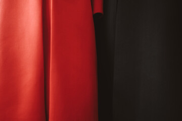 Smooth black and red clothing material