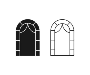Church Window, Gothic windows, Church Window Symbol Icon Design. Gothic Window frames line icon set. Vector illustration. Window Icon
