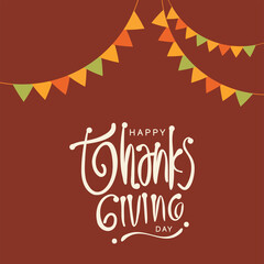 Happy thanksgiving day background with lettering and illustrations.