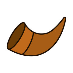 jewish shofar or horn, line and fill style