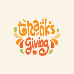 Happy thanksgiving day background with lettering and illustrations.