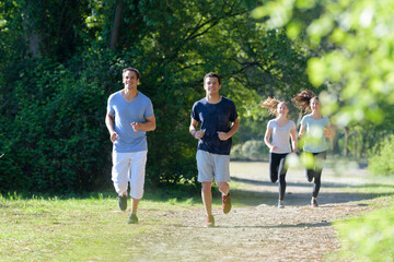 people running are together outdoors