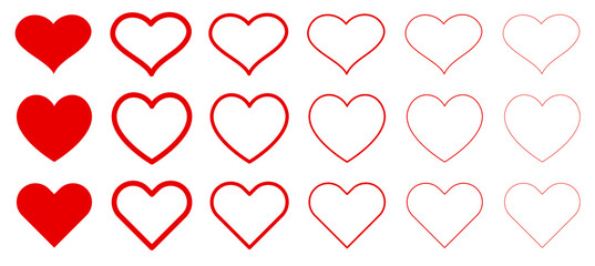 Collection of heart illustrations, Love symbol icon set, love symbol vector.
