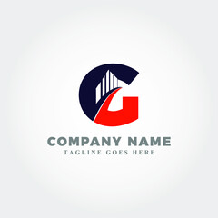 Modern bridge blended with letter G logo for company logo