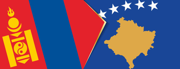 Mongolia and Kosovo flags, two vector flags.