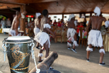 Fototapeta na wymiar Traditional African dance at the festival.