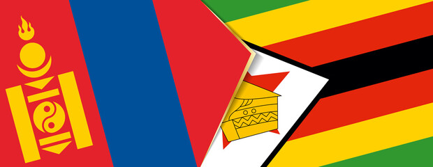 Mongolia and Zimbabwe flags, two vector flags.
