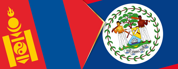 Mongolia and Belize flags, two vector flags.