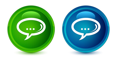 Chat icon artistic shiny glossy blue and green round button set