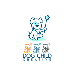 dog child magic smile logo exclusive design inspiration