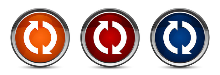 Update icon exclusive blue red and orange round button design set