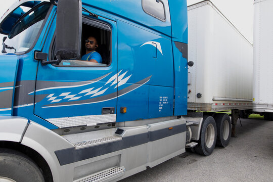 Trucker Reversing Container Semi Truck