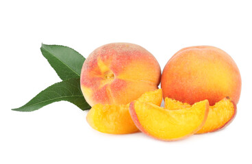Peaches isolated on a white background
